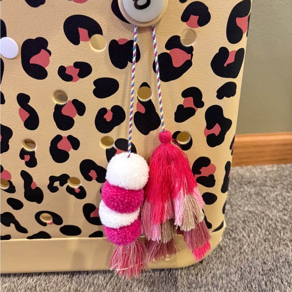 BOGG BAG Leopard Print Tote with Pink Tassels - Picture 4 of 4